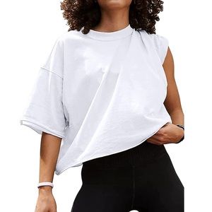 Oversized Women’s Crop Top Active Running Shirt - White, M